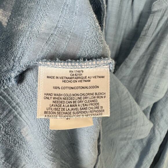 BCBGMaxazria | Elin Blue Cold Shoulder Textured Cotton Relaxed Fit Top - Picture 11 of 11